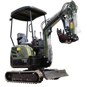 TYPHON TERROR XIII Mini Excavator – 1.3 Ton Trench Digger with Canopy, Hydraulic Thumb Clip, 13.5hp B&S Engine USA