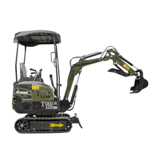 TYPHON TERROR XIII PRO STORM Mini Excavator – 1.3 Ton Trench Digger with Canopy, Hydraulic Thumb Clip, 22.1hp Honda Engine USA