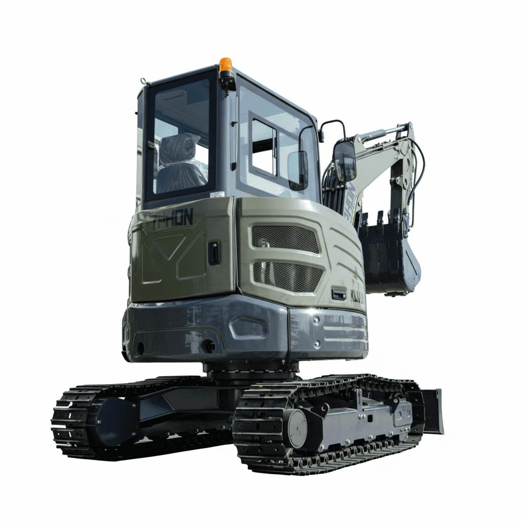 TYPHON KUVUO 4.0 four ton cabin mini excavator w Kubota D1703 Diesel engine Metal Tracks, Boom Swing, AC Heater, Hydraulic Control - Image 7