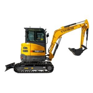 TYPHON NAGA 4.0 Mini Excavator w 4 Ton 24.4hp Yanmar Diesel Engine Metal Track ISO SAE control switch, AC Heater Cabin, 2 Travel Speed
